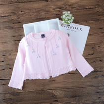 Girls shawl Spring and Autumn long sleeve childrens short thin sweater cardigan baby princess skirt outside knitted sweater air conditioner