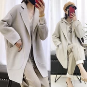 Áo khoác nữ mùa đông 2018 mới màu be lông cừu trắng nữ sang trọng là áo len len mỏng nhỏ