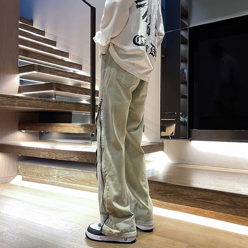 Дизайнерские джинсы, штаны, тренд сезона, в американском стиле, свободный прямой крой