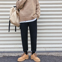 Four Seasons Hong Kong style new solid color casual pants Korean ankle-length pants Harlan loose straight overalls mens tide trousers