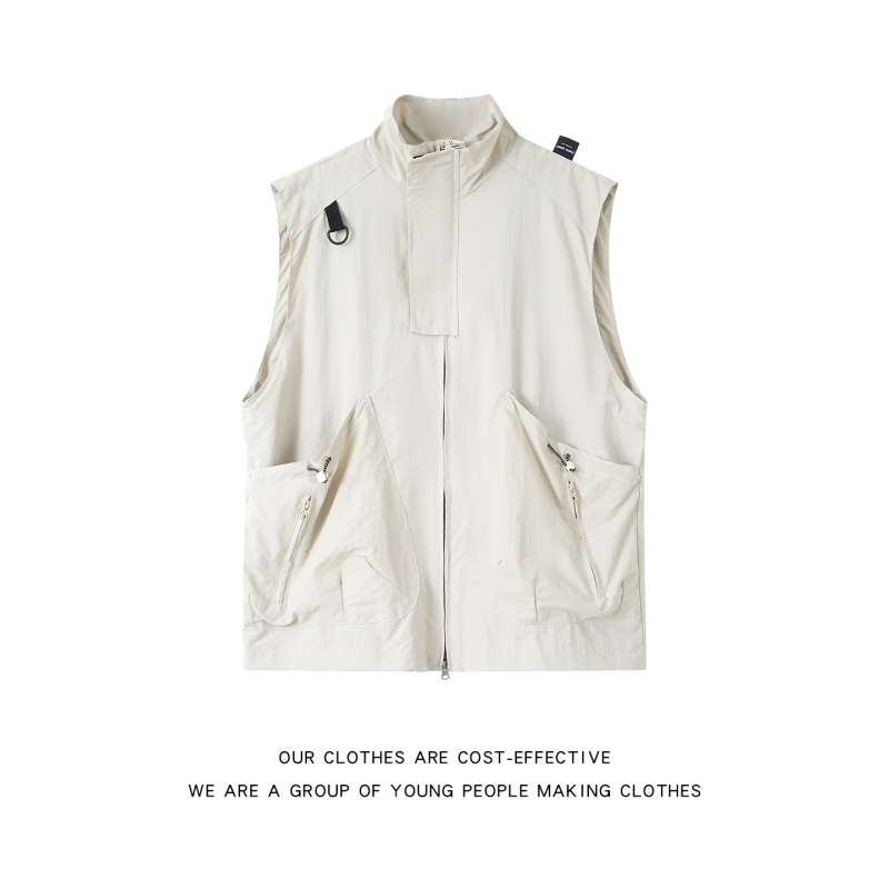 Outdoor Functional Large Pocket Workwear Vest for Men, Spring and Summer Trendy Brand Sports Sleeveless Jacket Vest Outerwear