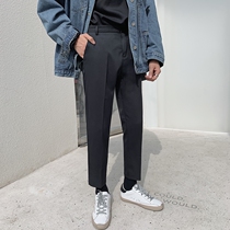 Casual pants spring mens pants slim drop straight long leg pants Korean trend ankle-length pants suit pants