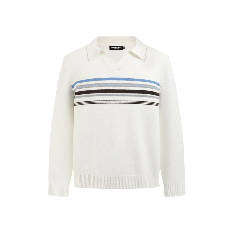 Manuscript Polo Striped Knit Polo Shirt, Preppy Style, Imitation Cashmere, High-End Feel, Regular Shoulder, Long-Sleeved Polo Shirt Manuscript Polo Striped Knit Polo Shirt, Preppy Style, Imitation Cashmere, High-End Feel, Regular Shoulder, Long-Sleeved Polo Shirt