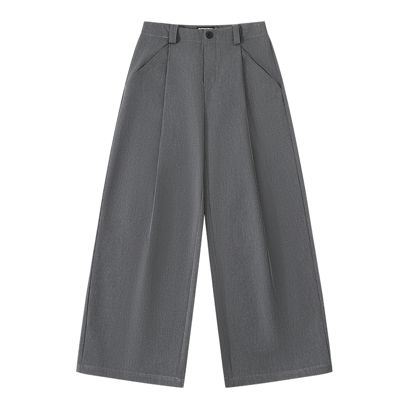 Manuscript Double-Fold A-Line Trousers Tr Blended Drape Loose Casual Straight-Leg Pants Commuter Long Pants for Men Manuscript Double-Fold A-Line Trousers Tr Blended Drape Loose Casual Straight-Leg Pants Commuter Long Pants for Men