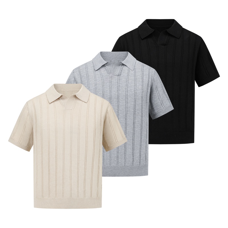 Manuscript Seagull Collar Polo Shirt Wool Blend Draped Old Money Style Ribbed Straight Shoulder Short Sleeve T-Shirt Manuscript Seagull Collar Polo Shirt Wool Blend Draped Old Money Style Ribbed Straight Shoulder Short Sleeve T-Shirt