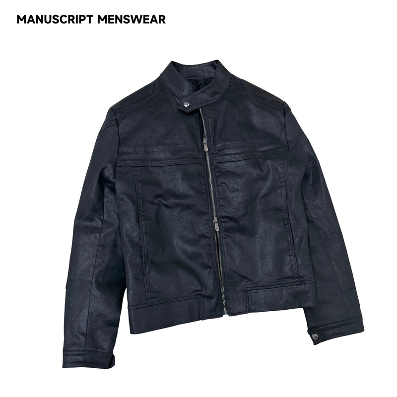 Manuscript Waxed Motorcycle Jacket Slim Motorcycle 01 Velvet Lining Cotton-Padded 800 Windproof Cotton Jacket