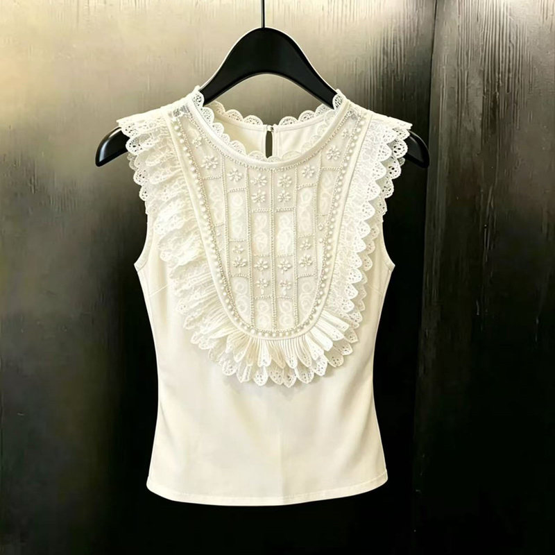French-Style Lace Trim Sleeveless Vest for Women, Summer Slim-Fit Design, Unique and Chic Camisole Top