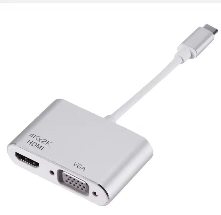 TypeC transfer HDMI VGA converter aluminum alloy typeC Four-in-one expansion dock film switching line 4K 2K