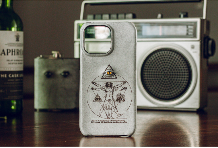 Handmade Leather 3D : Crowned Elephant, Gray Matte Plus/Pro/Max – 16, 15, 14, 13, 12 iPhone Case