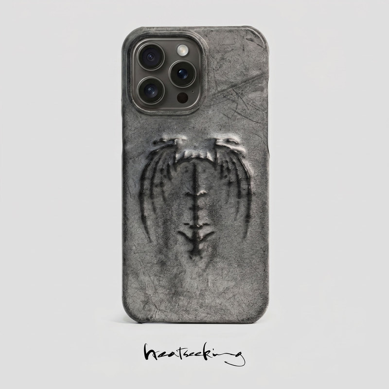 Retro Gothic Vampire Bat Wing Embossed Dark Style Phone Case Creative Suitable for Apple iPhone 16 Punk Accessories Phone Protective Case 15Promax17Pro Artistic Style Retro Gothic Vampire Bat Wing Embossed Dark Style Phone Case Creative Suitable for Apple iPhone 16 Punk Accessories Phone Protective Case 15Promax17Pro Artistic Style