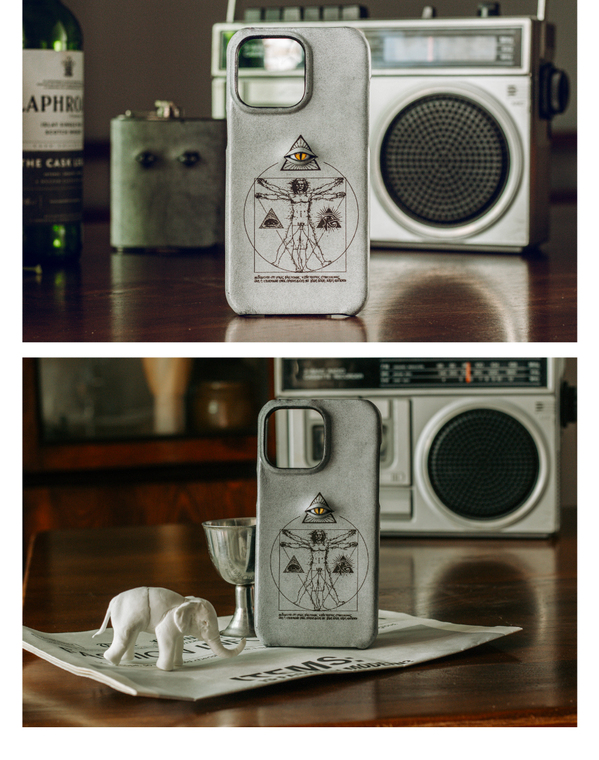 Handmade Leather 3D : Crowned Elephant, Gray Matte Plus/Pro/Max – 16, 15, 14, 13, 12 iPhone Case