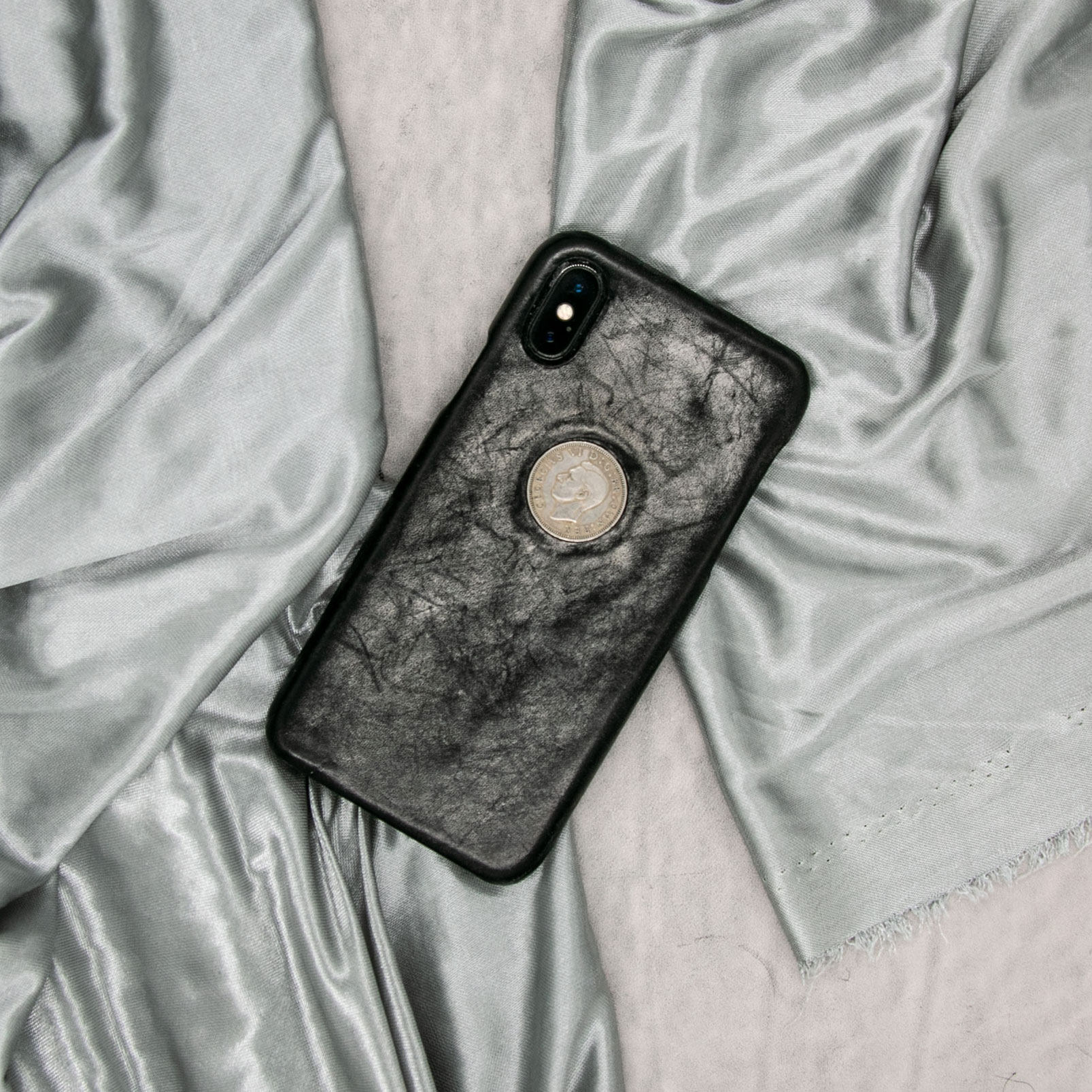 Hot tracking hand-made original copper coin genuine leather retro old-fashioned mobile phone case suitable for Apple 12 Huawei p40pro