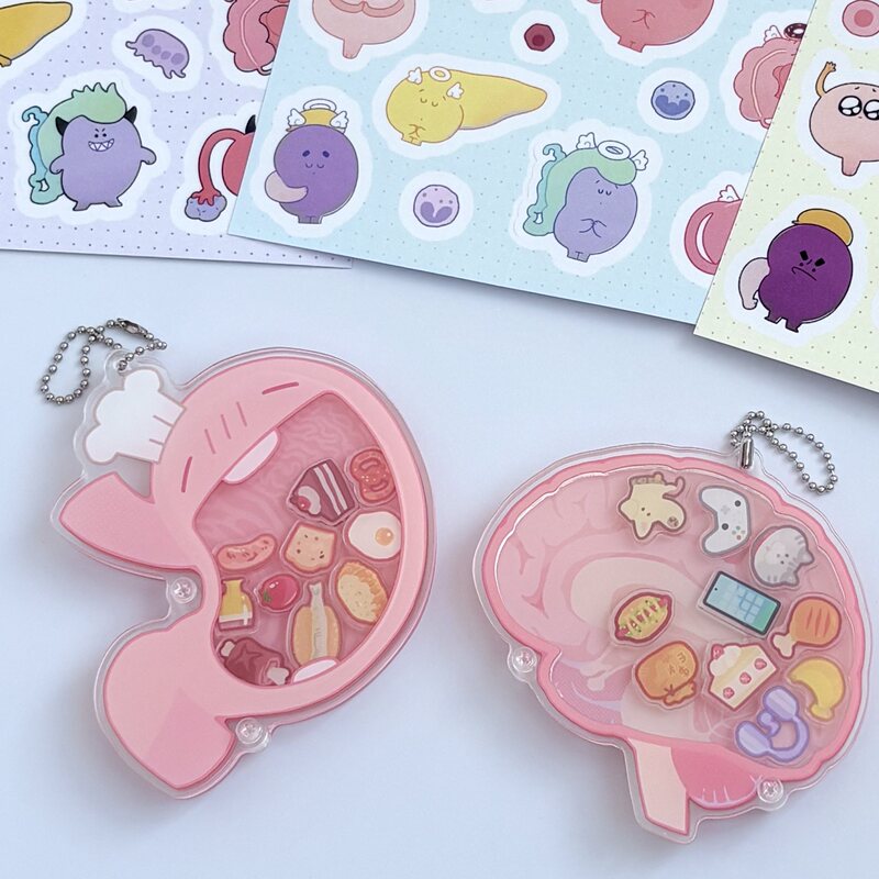 Fun Brain and Stomach Acrylic Shaker Organ Keychain, a Gift for Medical Students from the Fields of Research and Creative Industries Fun Brain and Stomach Acrylic Shaker Organ Keychain, a Gift for Medical Students from the Fields of Research and Creative Industries