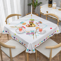 pvc coffee table cloth net red northern European style table cloth tablecloth square tablecloth waterproof anti-hot and oil-free disposable household