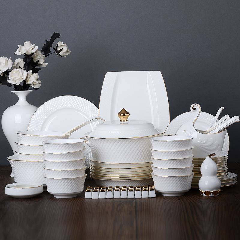 Tangshan ipads China creative embossed diamond up phnom penh home party Korean ipads porcelain tableware suit dishes dishes suit