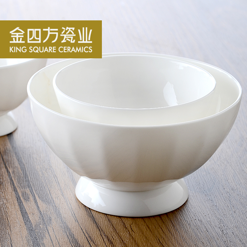 Ipads China gionee footed bowl big rainbow such as bowl bowl of household ceramic bowl of soup bowl of salad bowl 4 suit is not hot