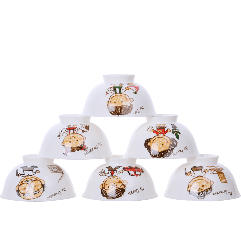 Family footed bowl Family eat bowl parent - child rice bowls ultimately responds soup bowl of household ceramic bowls fruit salad bowl