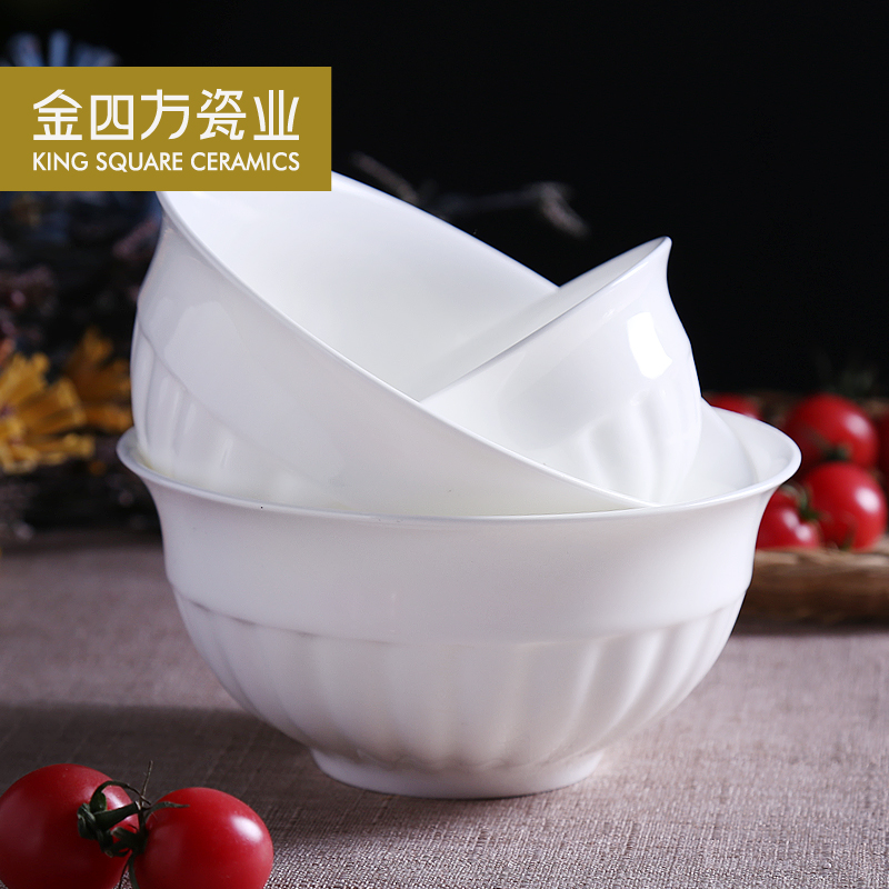 White ipads China porcelain bowls gold sifang industry pure Japanese Korean bowls of ipads soup bowl bowl rainbow such use vertical stripes to use