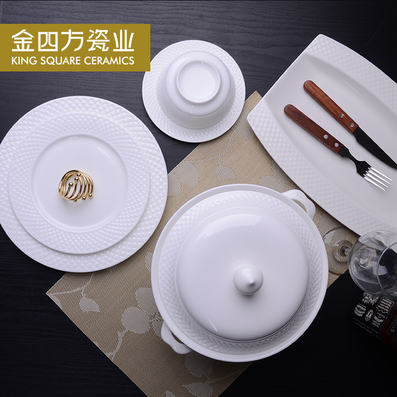 Household ipads China continental creative embossed diamond product pan fish dish plate suit dishes suit free collocation