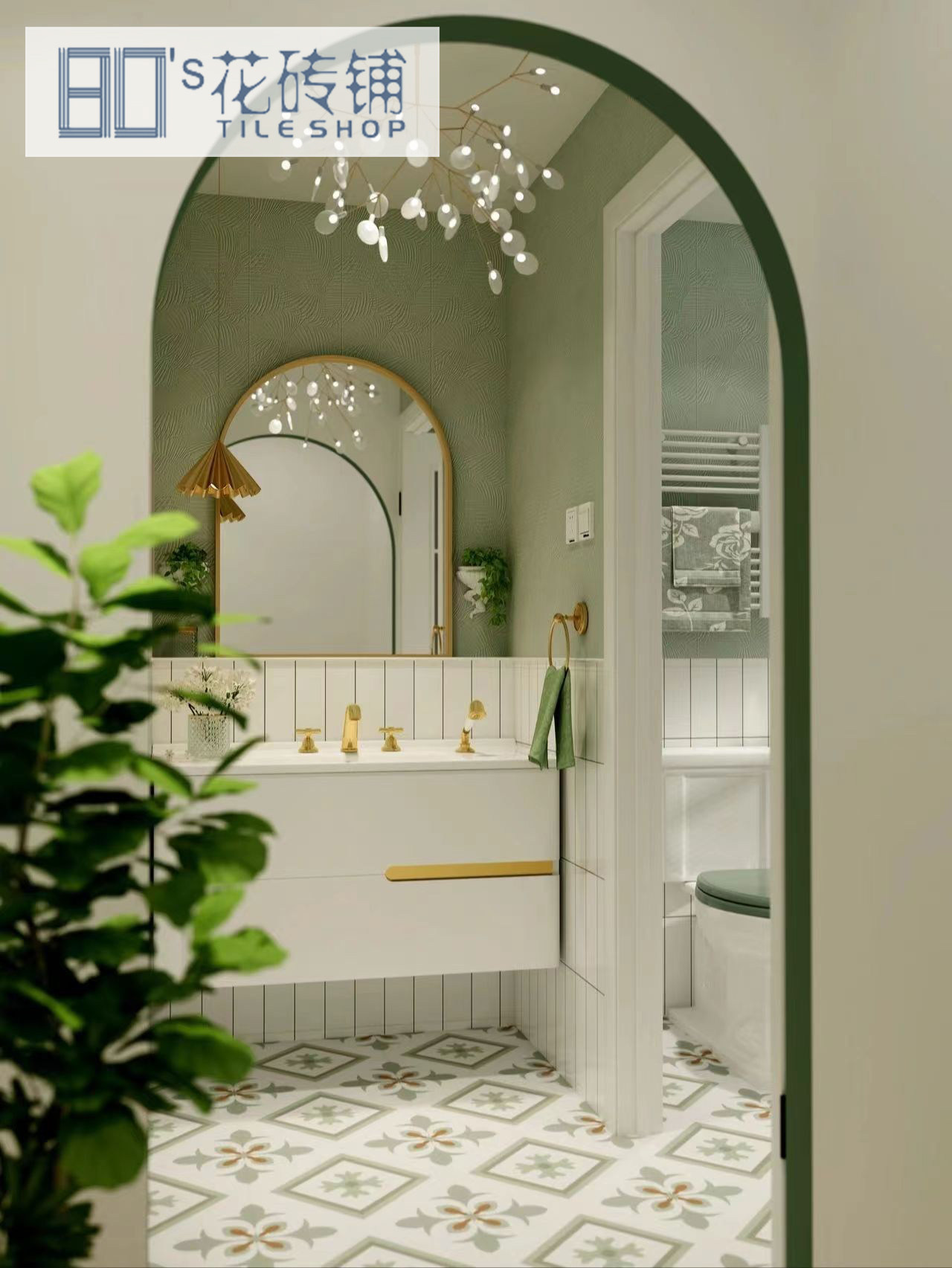 Sanwei Kui 300x800 powder room tile French all-porcelain bathroom kitchen wall tile Moroccan balcony small flower tile