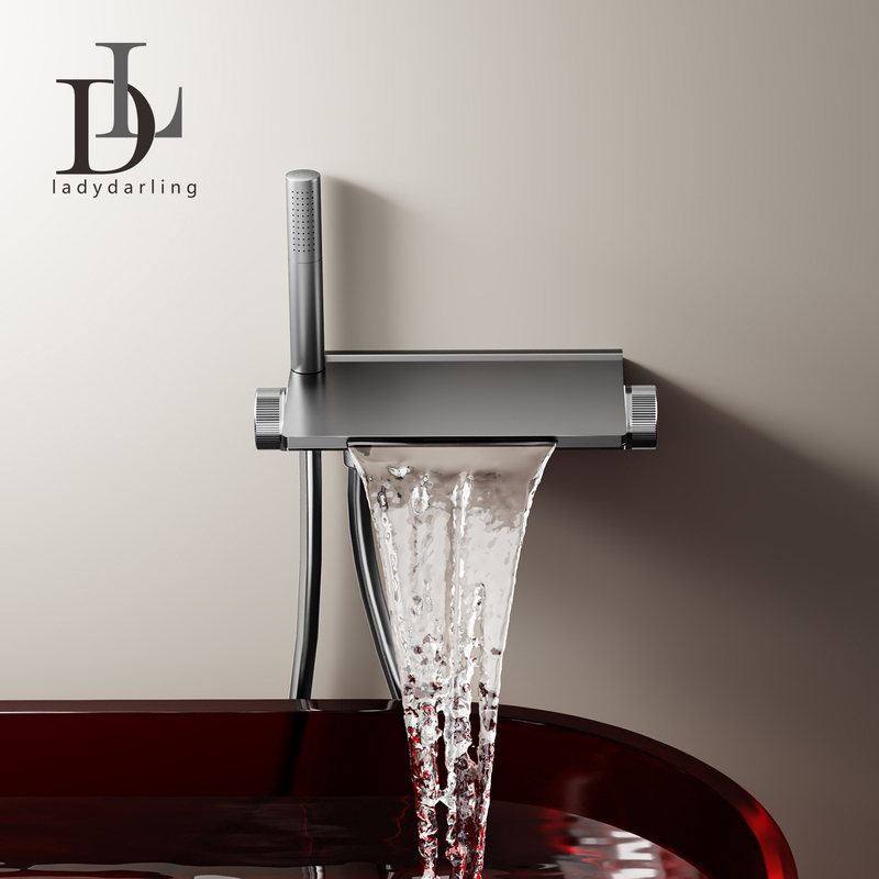 German Leiderdan Bathtub Faucet, No Pre-Installation Required, Waterfall-Style, Wall-Mounted, Hot and Cold, High Flow Rate, with Showerhead