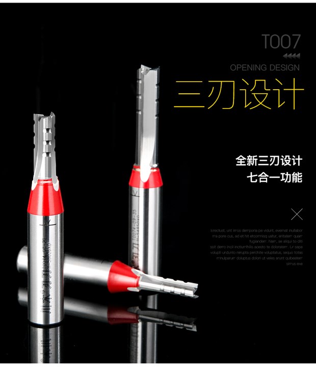 Chuanmu TCT CNC dao ba lưỡi thẳng Máy khắc gỗ Máy cắt đầu đa chức năng công cụ cắt dao phay T007 - Dụng cụ cắt lưỡi cắt gạch