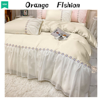 Water Washed Real Silk Four Pieces Spring Summer Ice Silk Fabric Public Main Wind Girl Bed Linen Quilt Cover Silk Slide Naked Sleep Summer Cool Quilt