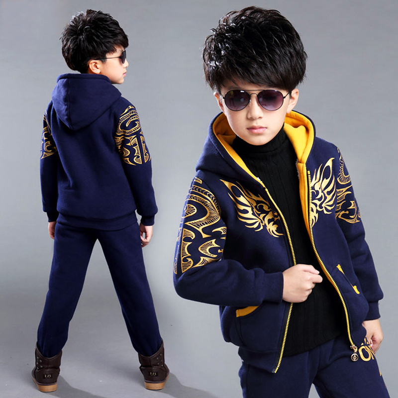 Children's clothing boys winter suit 2017 new plus tide winter children boys thickened clothes 4-5-9-10 years old