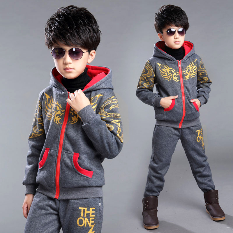 Children's clothing boys winter suit 2017 new plus tide winter children boys thickened clothes 4-5-9-10 years old