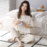 安之伴 Летняя хлопковая пижама, милый комплект для школьников, в корейском стиле, большой размер