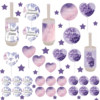 Purple push stickers dessert table decoration accessories bow ribbon cake tube wedding birthday baking plug-in
