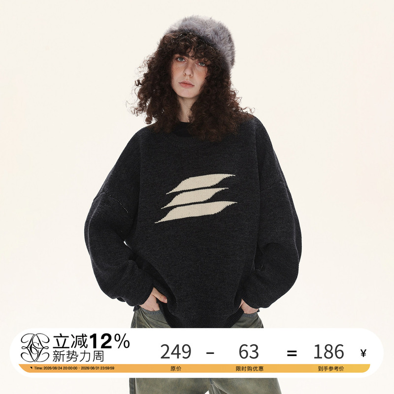 Lostctrl Original Design Trendy Brand Logo Sweater for Men and Women, Autumn and Winter Lazy Style Loose Knit Sweater Jacket