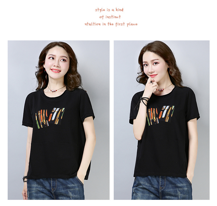 Phụ nữ trung niên mới 30 - 40 tuổi mẹ chất liệu cotton mùa hè diện áo thun ngắn tay áo thun hoang dã - Quần áo của mẹ áo sơ mi nữ trung niên