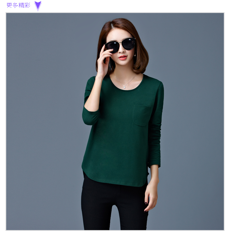 Áo dài tay phần nhỏ ngắn tay áo thun cotton chạm đáy áo phông giản dị T có phần giữa mùa thu mặc quần áo mùa thu và mùa thu nữ áo thun trơn nữ