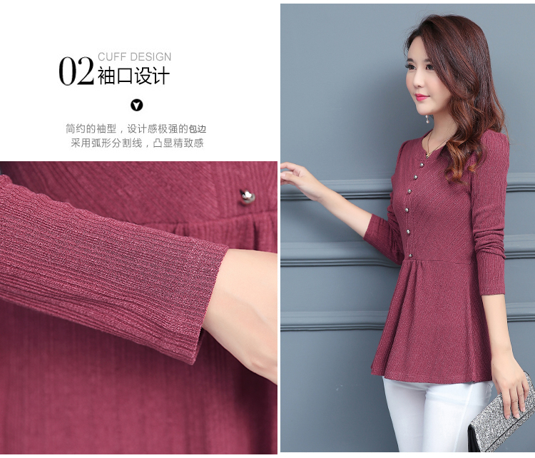 Áo thun nữ trung niên Áo sơ mi nữ dài tay của mẹ Quần áo mùa thu Quần áo phụ nữ 40-50 tuổi Quần áo mùa xuân và mùa thu của phụ nữ 30 đồ mặc nhà trung niên
