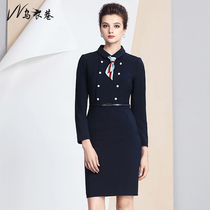 Wuyi Lane womens professional wear Long-sleeved double-breasted dress ol temperament goddess fan Business work clothes tooling autumn and winter