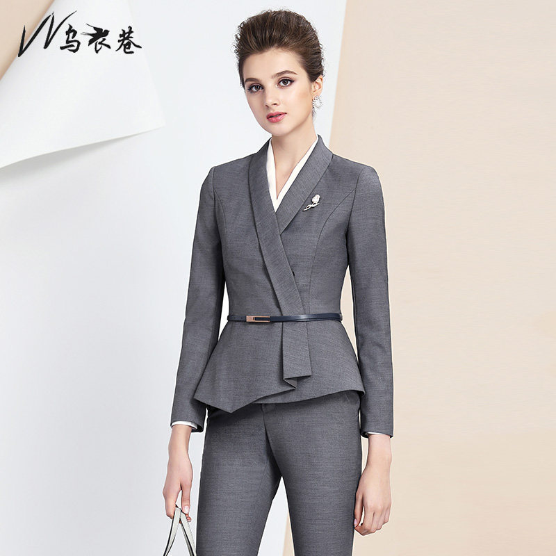 Wuja Lane Autumn Winter Career Suite Women's Suite Fashion Business Simple OL Gray Workwear Woman Career Suite