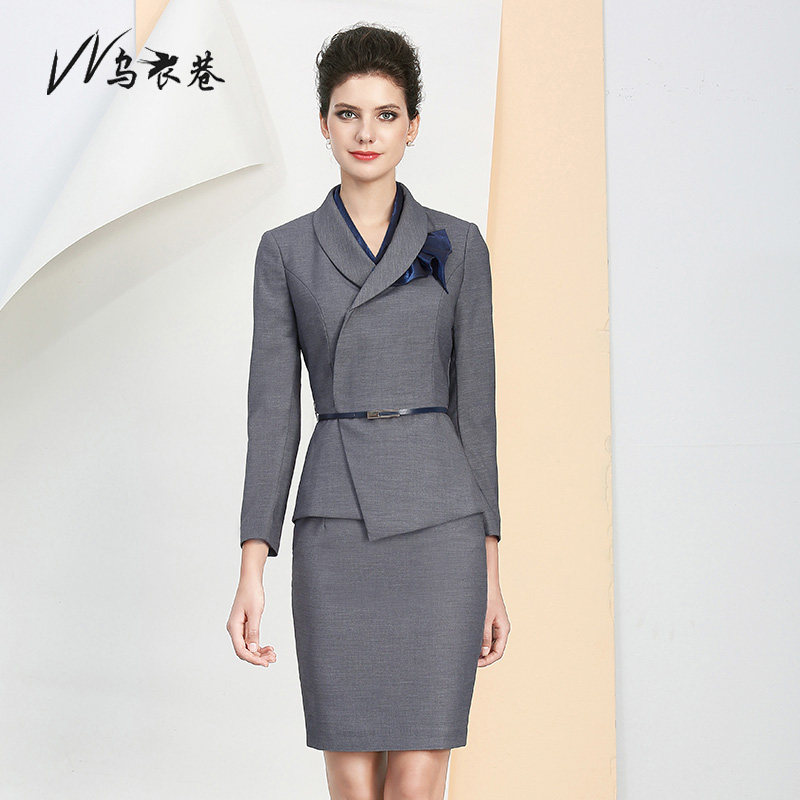 European and American autumn and winter gray professional suit skirt temperament goddess fan business ol skirt fashion administrative work clothes women's clothing