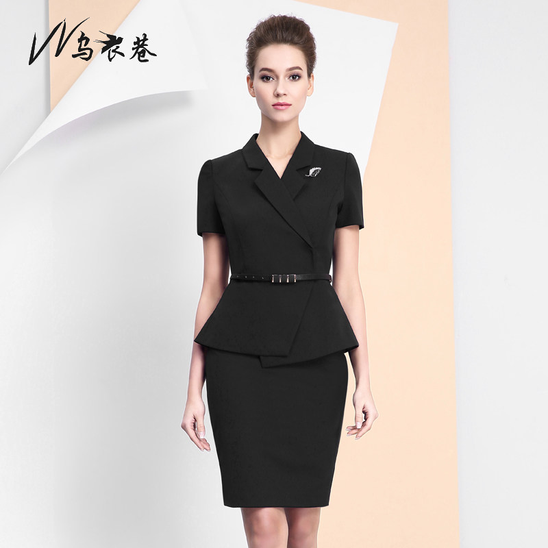 Summer black short-sleeved work clothes are capable and slim, workplace commuter, celebrity temperament, white-collar sample house display center tooling skirt