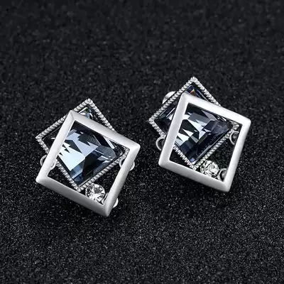 European and American temperament geometric graphics overlap square ear needles wild large rhinestones shiny earrings ear jewelry