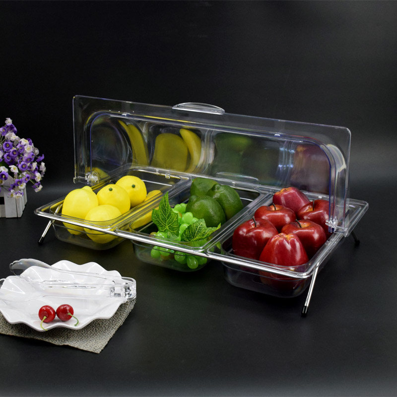 Transparent Trust Tray With Flap Multifunction Transparent Split G Buffet Tray Fruit Tray With Lid Hot Vegetable Cool Vegetable Show Shelf
