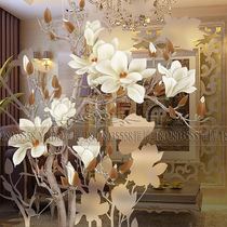 Art glass background wall Entrance screen partition Living room carved Tempered process glass simple European frosted magnolia
