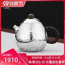Silver pot small teapot sterling silver 999 bubble teapot handmade small silver pot high grade tea ware kettle cooking teapot