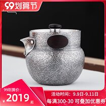 Silver pot sterling silver 999 bubble teapot Japanese handmade small teapot kung fu tea set Bowl household single pot hand grab pot
