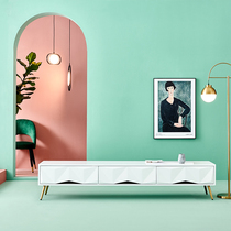 Post-modern luxury stainless steel TV cabinet Nordic simple coffee table TV cabinet combination paint floor cabinet set