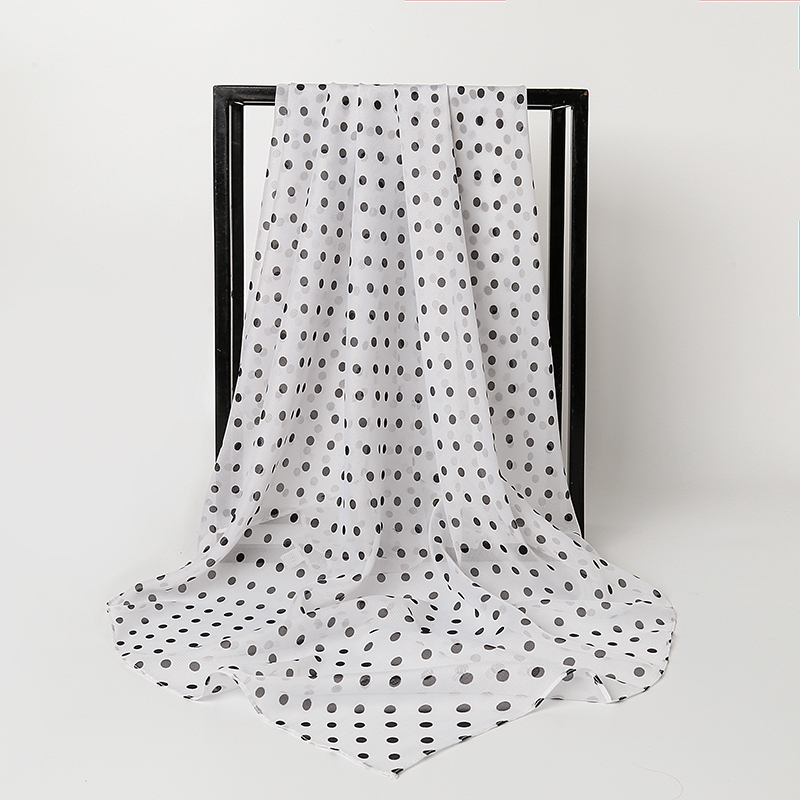 90cm Large Square Scarf Polka Dot Silk Scarf for Women Thin Korean Versatile Performance Spring and Autumn Decorative Scarf Summer Sun Protection Shawl