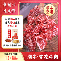 Bœuf de Chaoshan frais Fleur de neige Hanging Dragon Chest Oil Five Flowers Toenails Hot Pot Ingrédients Slice 500g Airlift