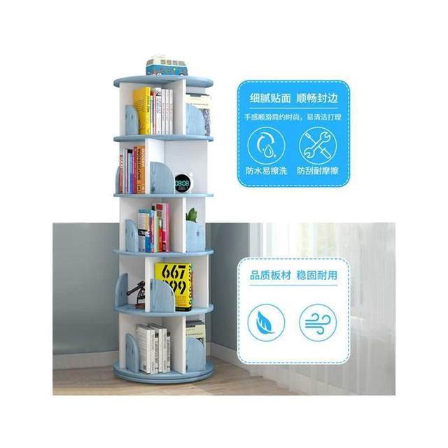 Rotating bookshelf storage rack floor-standing 360-degree children and students bookcase multi-layer space-saving cylindrical storage simple