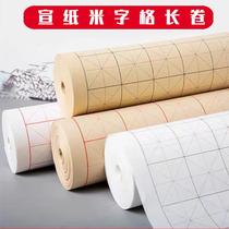 Rice paper calligraphy long roll rice grid semi-cooked rice grid paper raw edge paper calligraphy special practice paper beginners book
