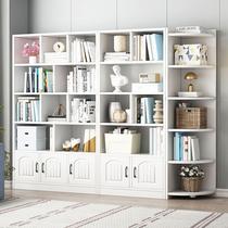 Solid wood bookshelf floor-standing storage rack living room bookcase integrated wall storage display storage cabinet home with cabinet door